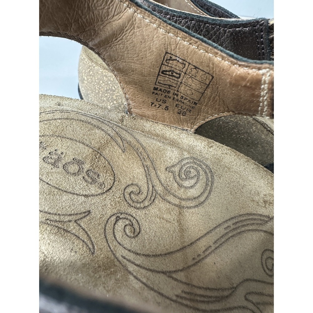 Taos Trulie Sandals Pewter Metallic Leather Woven Strappy Hook Loop Size 7 - 7.5 - Picture 7 of 16